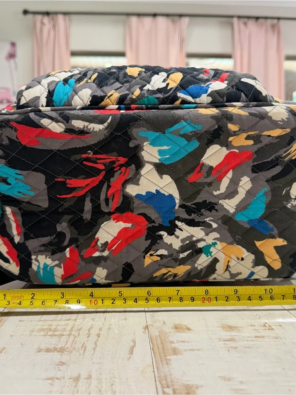 Vera Bradley Backpack Splash Floral Black Quilted with Red, Blue & Yellow